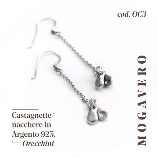 Orecchini a castagnette-nacchere in argento 925 rodiato ORT1 - Mogavero