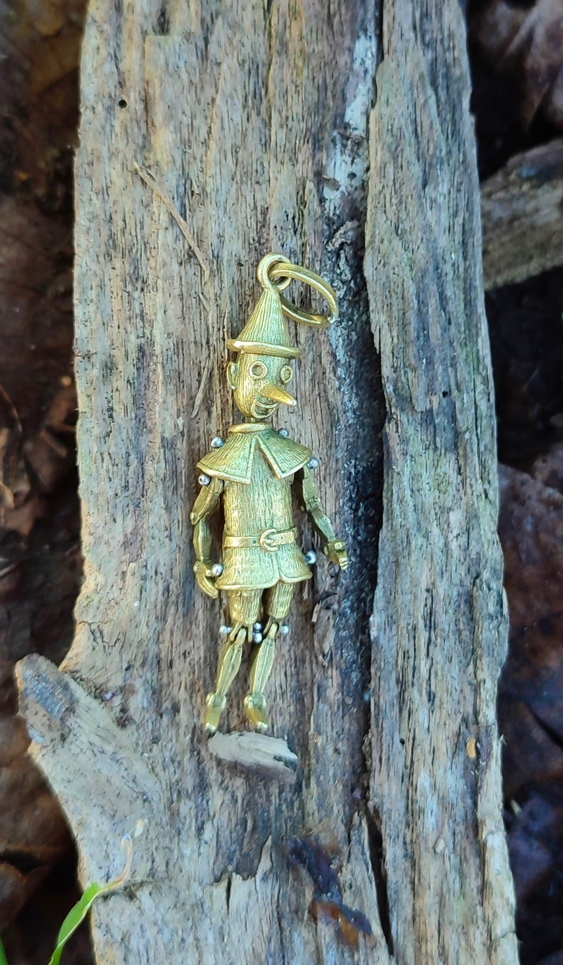 Ciondolo artigianale Pinocchio argento dorato