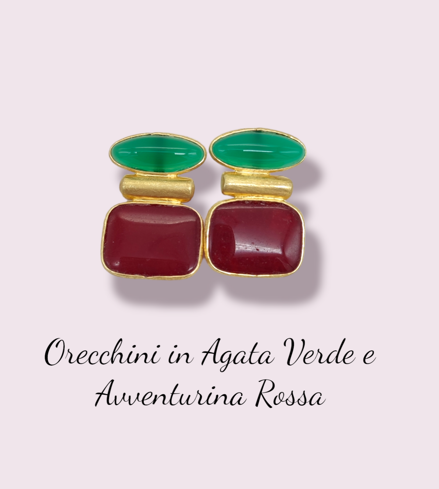Orecchini in Agata verde e Avventurina Rossa